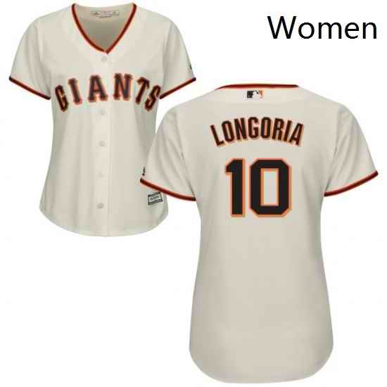 Womens Majestic San Francisco Giants 10 Evan Longoria Authentic Cream Home Cool Base MLB Jersey